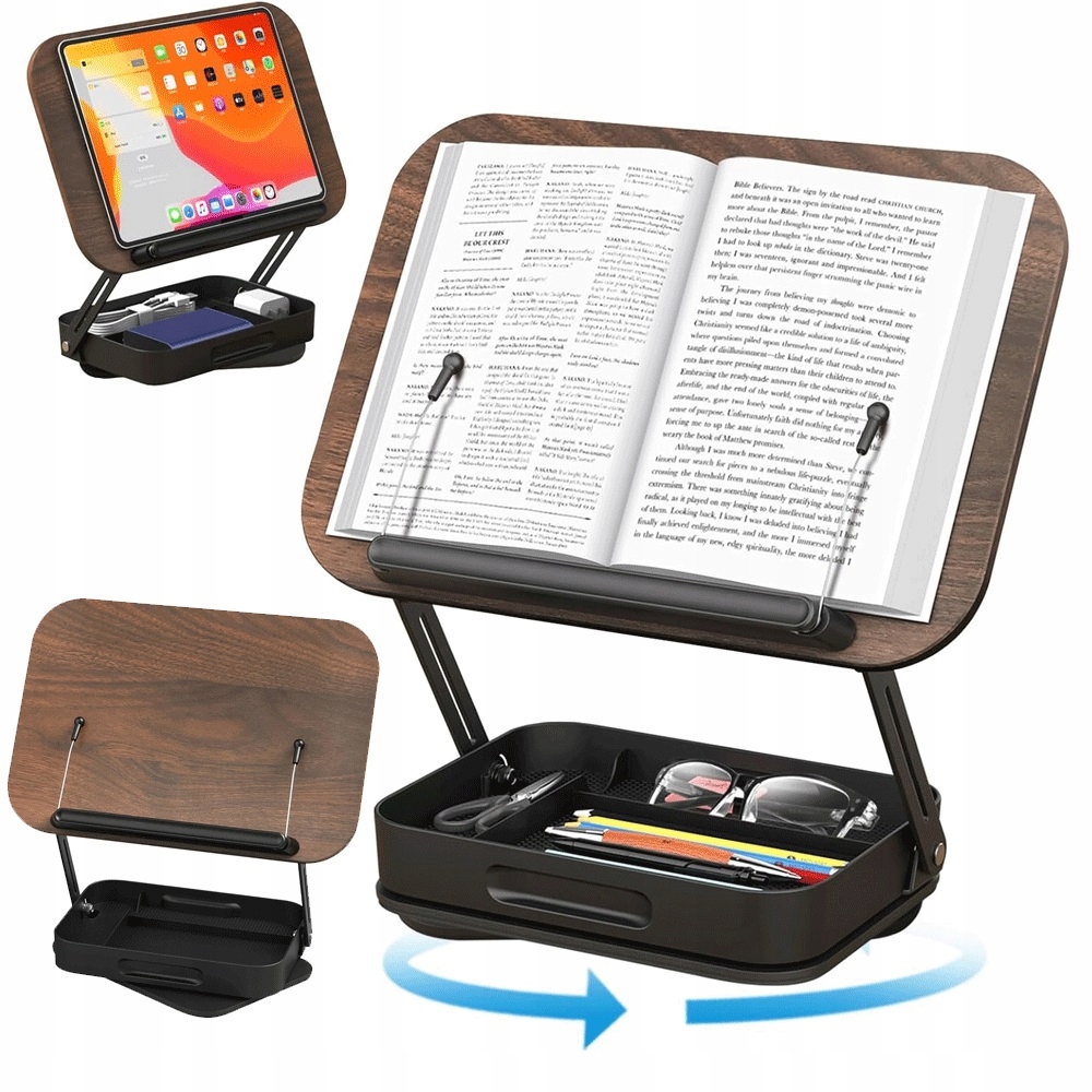 Skládací Stojan Na Čtení S Otočnou Základnou A Klipy Na Stránky