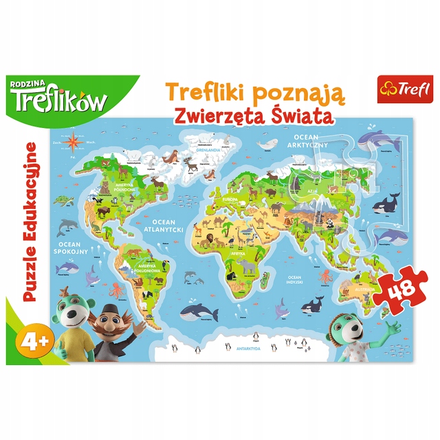 

Puzzle Trefliki poznają zwierzaki świata Trefl