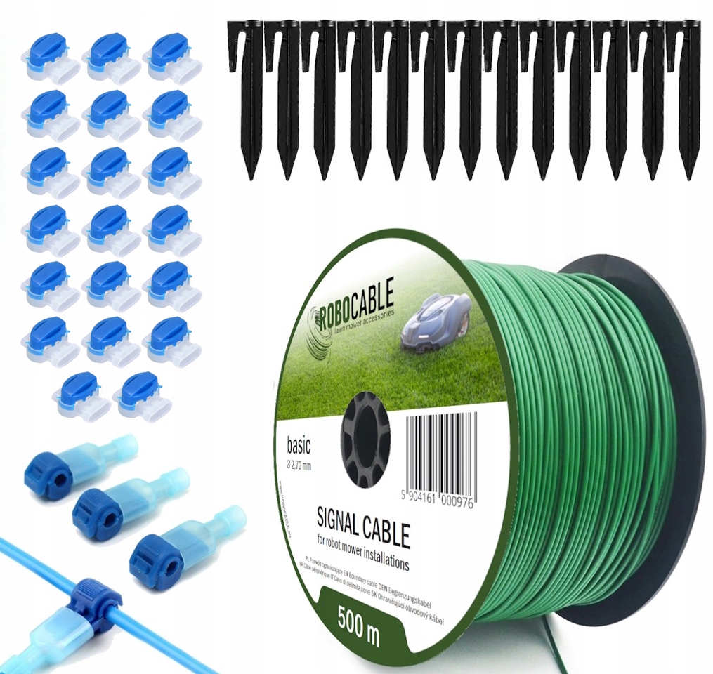 Kabel pro omezení robotické sekačky Sada 500 m Robocable kolíky