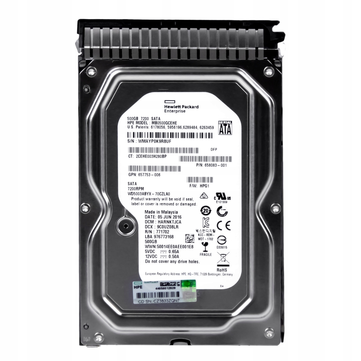 Hp 658103-001 500GB 7.2k Sata III 3.5' MB0500GCEHE