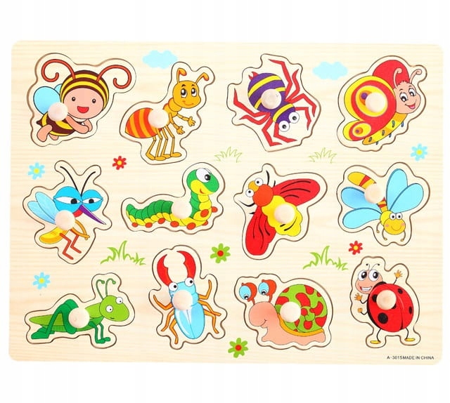 

Drewniane Puzzle Edukacyjne Układanka Owady Motyl
