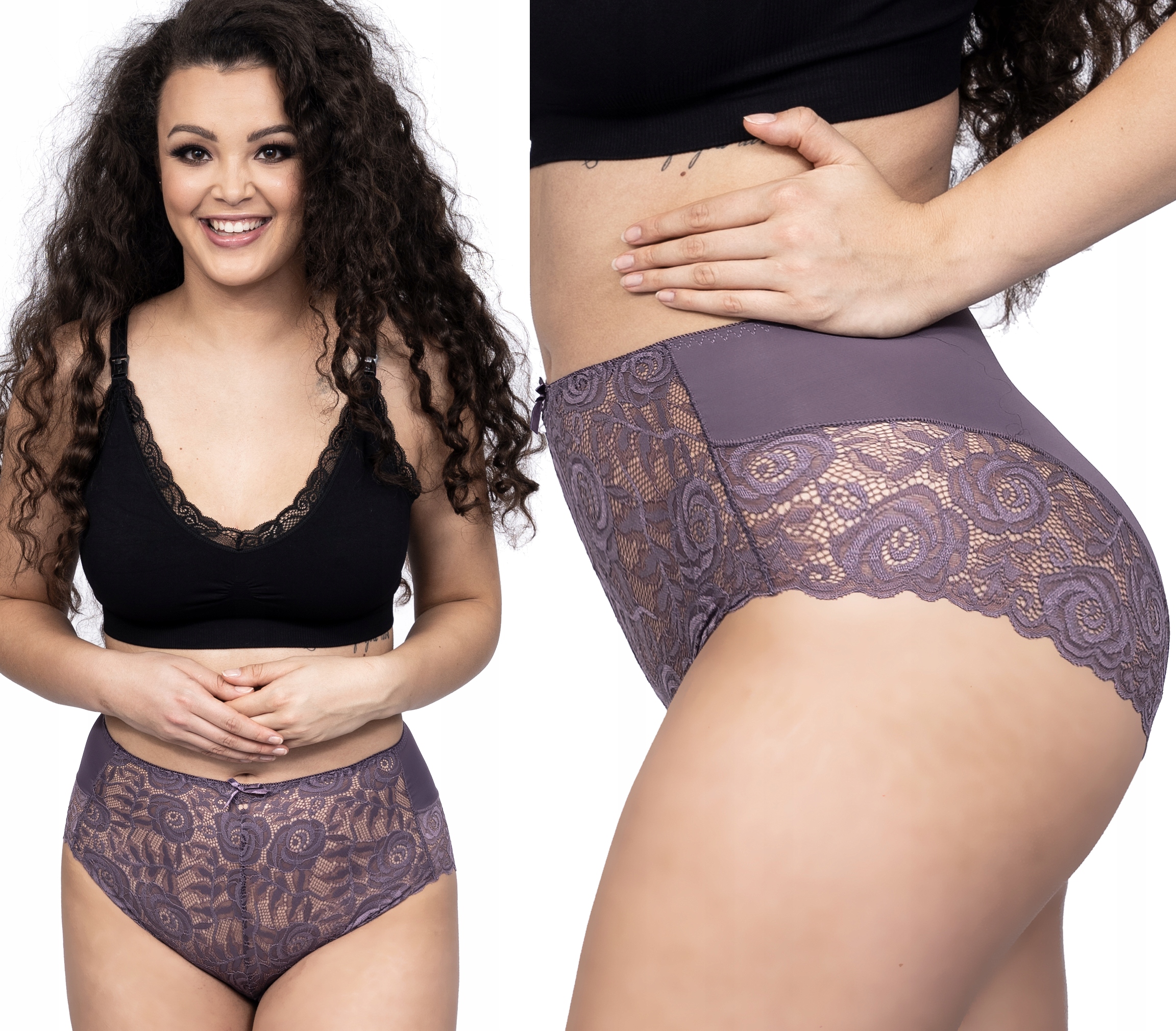 

Majtki wysokie Koronkowe plus size Wyszczuplające
