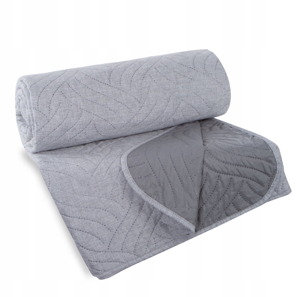 Dekorativní přehoz Len 220x240 stříbrný prošívaný s ozdobným meandrovým vzorem