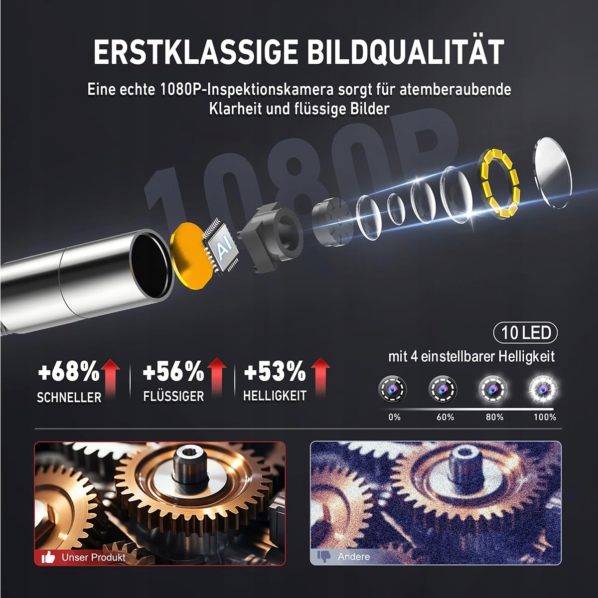 RALCAM Kamera Endoskopowa 8,5mm 4,3" HD 1080P IP67 Wodoodporna 2M Kabel — miniatura 3