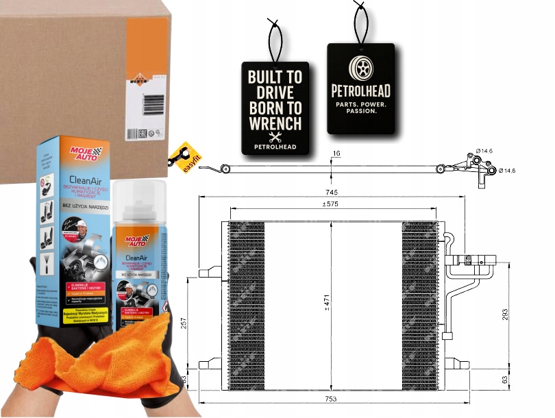 Kondenzátor Klimatizace Ford Kuga 02 08- 2,0 2,5D N #Petrolhead Pro+ Kit9