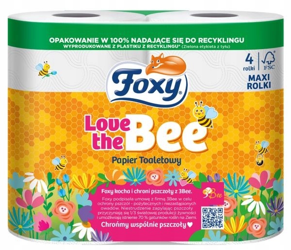 Papier toaletowy Foxy Love the Bee (4 rolki) x 6 EAN (GTIN) 5900935001767