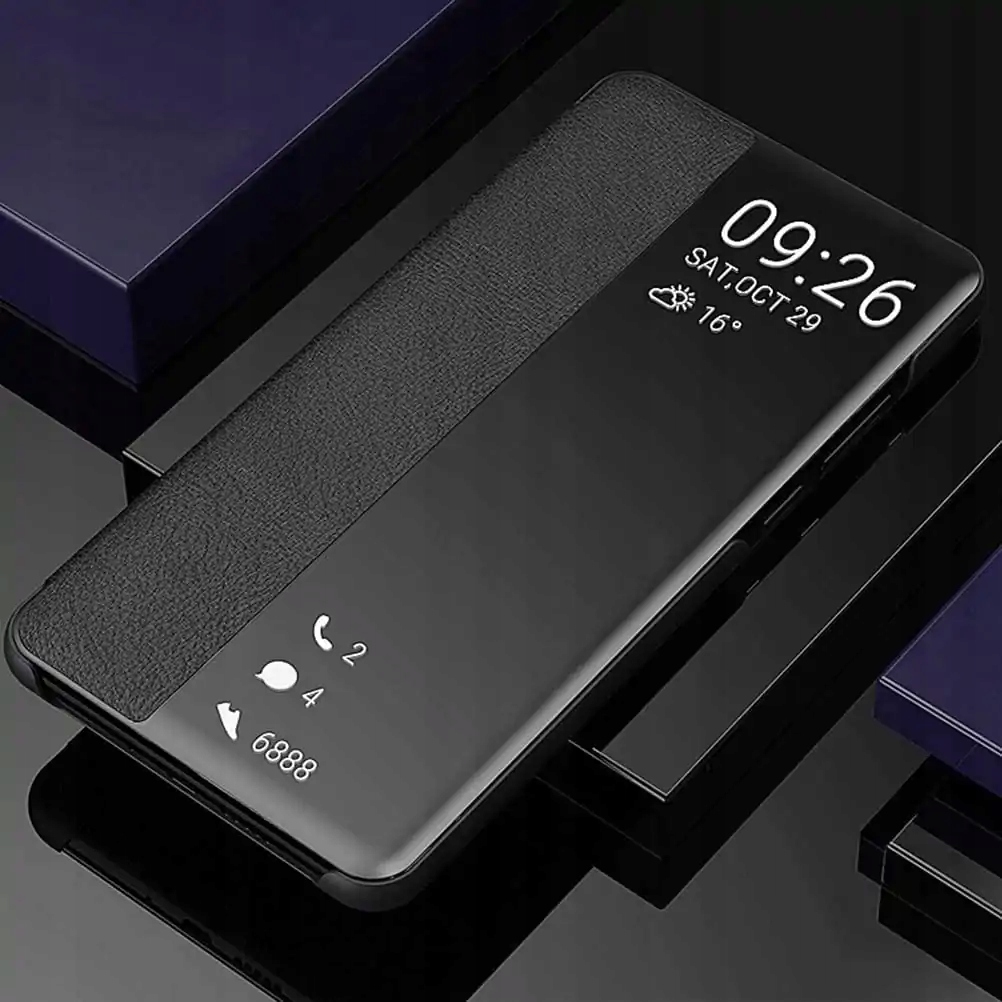 Etui SMART VIEW do Huawei P30 Pro, Case Wyświetlający Powiadomienia + SZKŁO Kod producenta skórzane Inteligentne cover pokrowiec clear