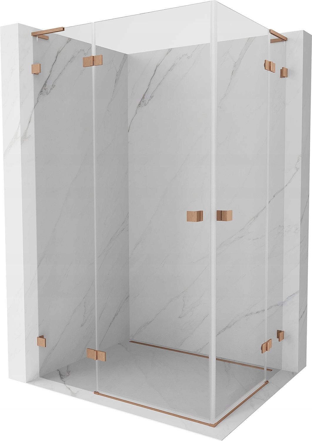 Mexen Lunar L Duo Kabina Prysznicowa Uchylna 95X85 CM Transparent Miedź