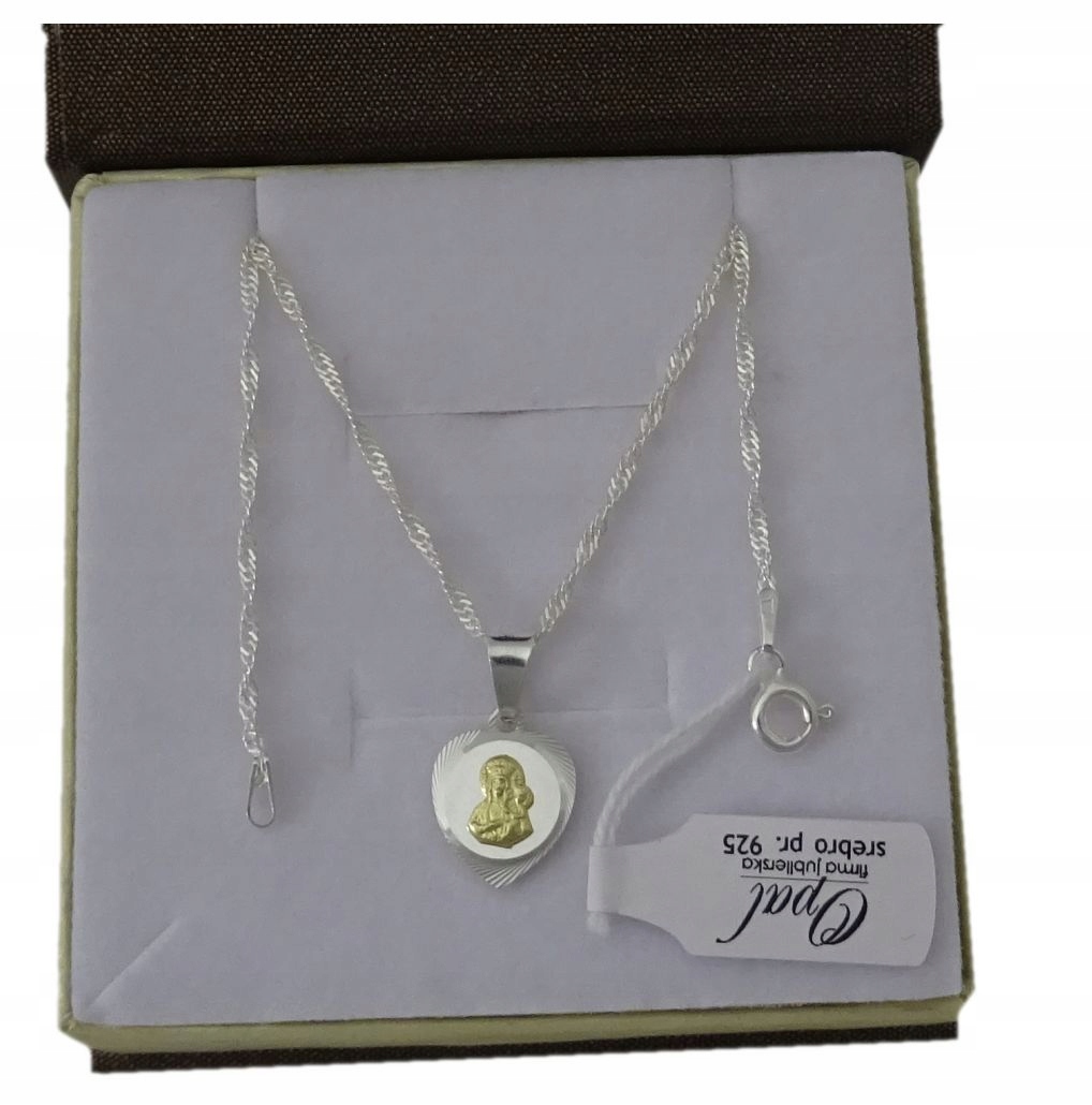 ŁAŃCUSZEK SREBRNY MEDALIK KOMUNIA , CHRZEST 50 CM.