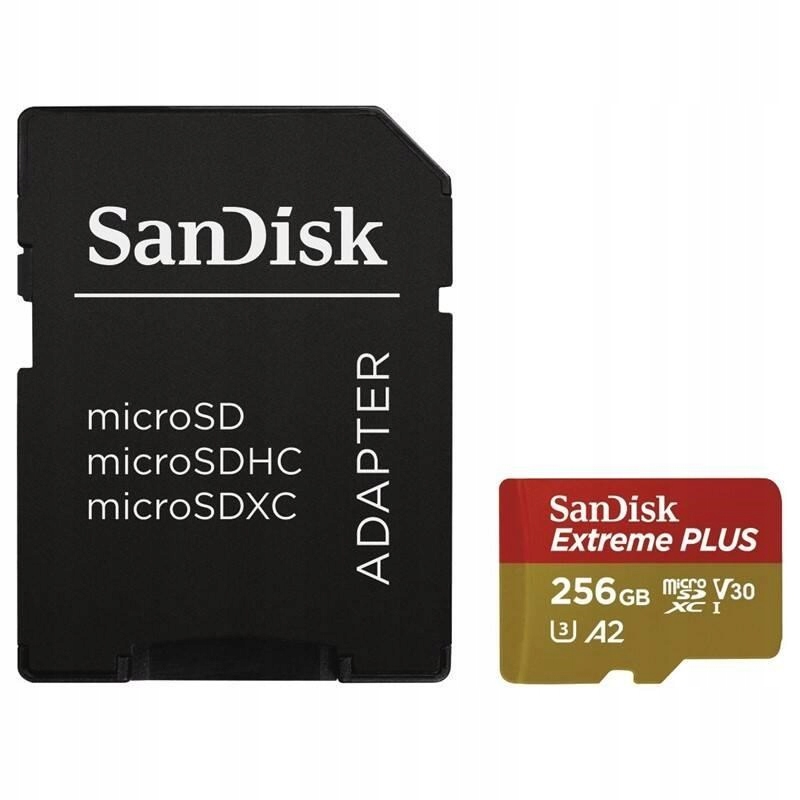 Sandisk 256 Gb micro Sd XC UHS3 Extreme 200/140 MBs V30 A2 Karta Pamięci