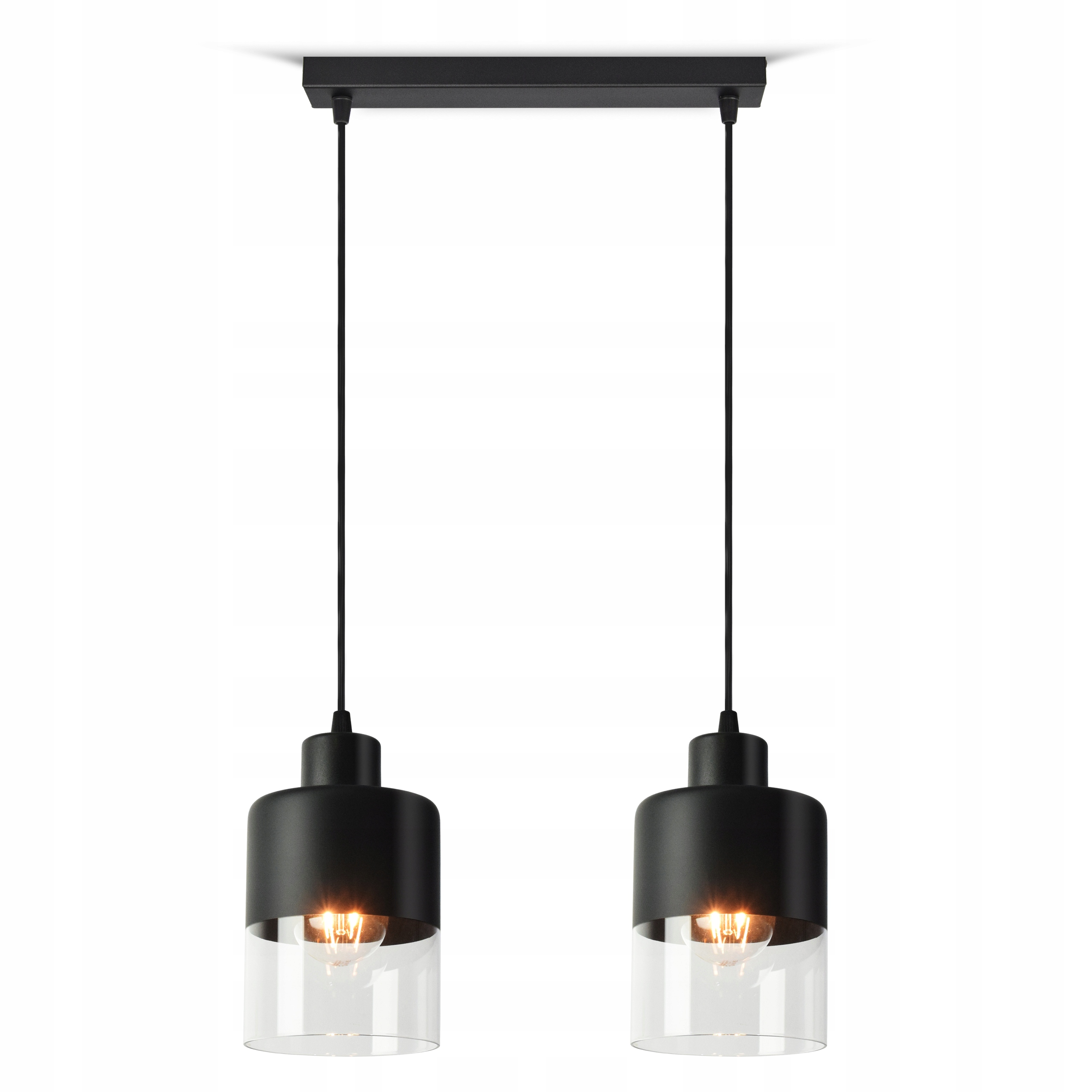 Závěsné Stropní Svítidlo Lustr Dual Glass 568-BZ2 Led E27 Black Edition