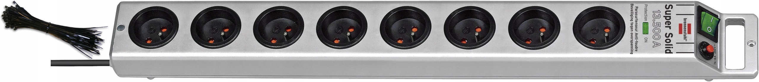 Zásuvková Lišta proti přepětí 8 zásuvek Prodlužovací kabel 2,5 m