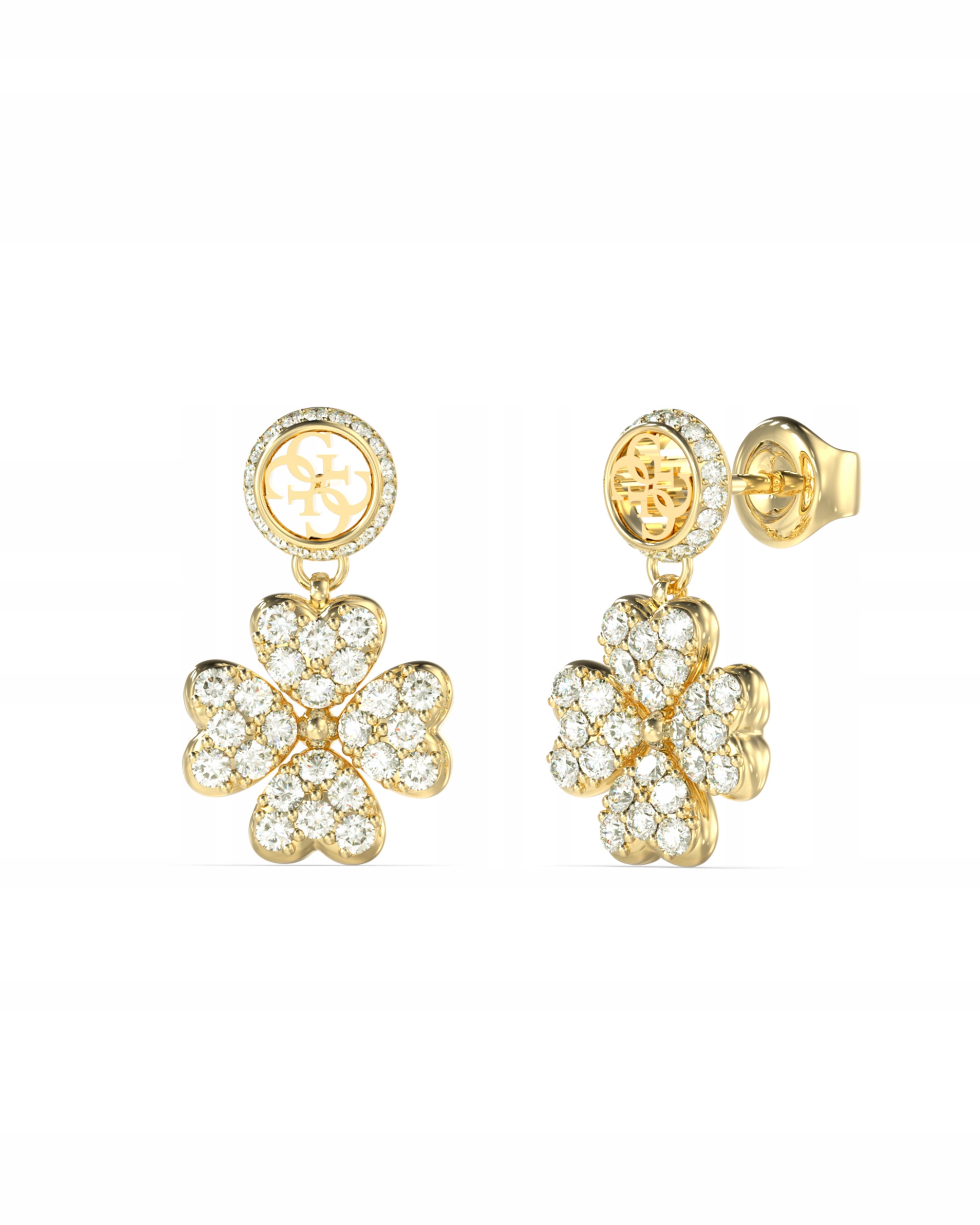 Náušnice dámské Guess Love Bites Závěsná Jetel Ocel pozlacená Zirkon