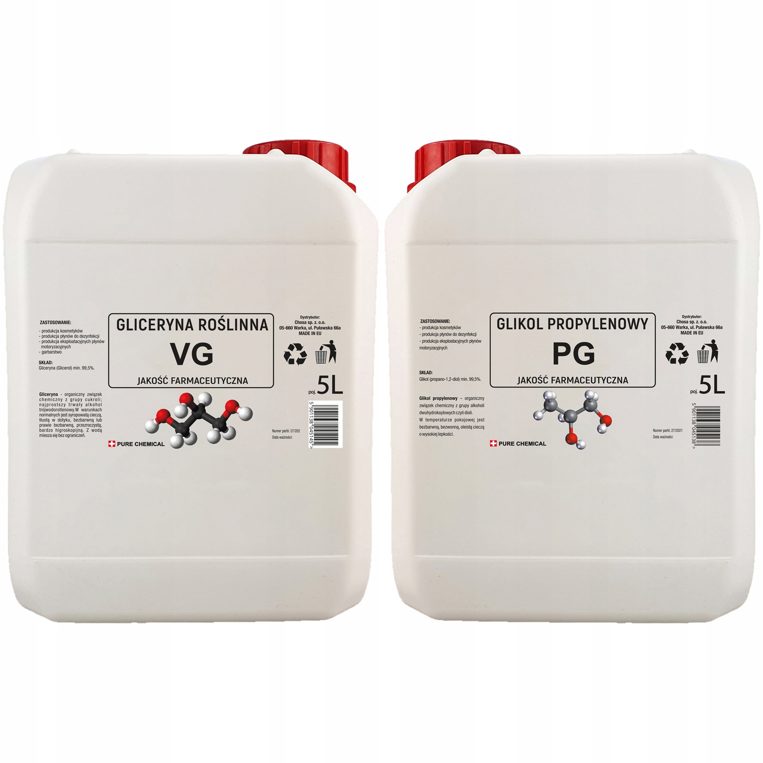 Gliceryna Roślinna Glikol Propylenowy zestaw 10l