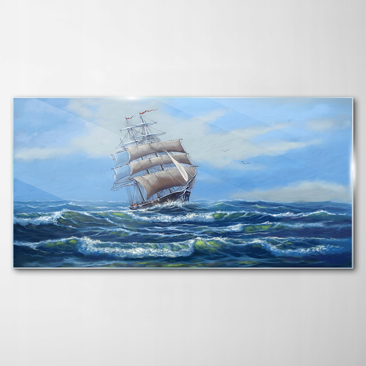 Sklenený obraz Dekor Námorná Loď Nebo Vlny More 100x50