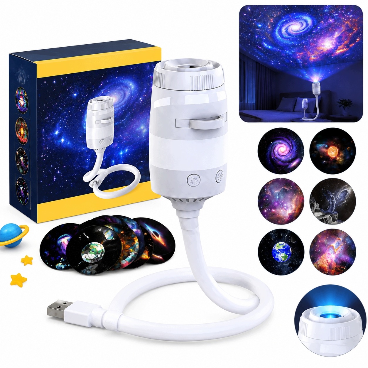 Projektor Gwiazd Rzutnik Planetarium 4K Lampka Nocna Obrotowy 360 Timer