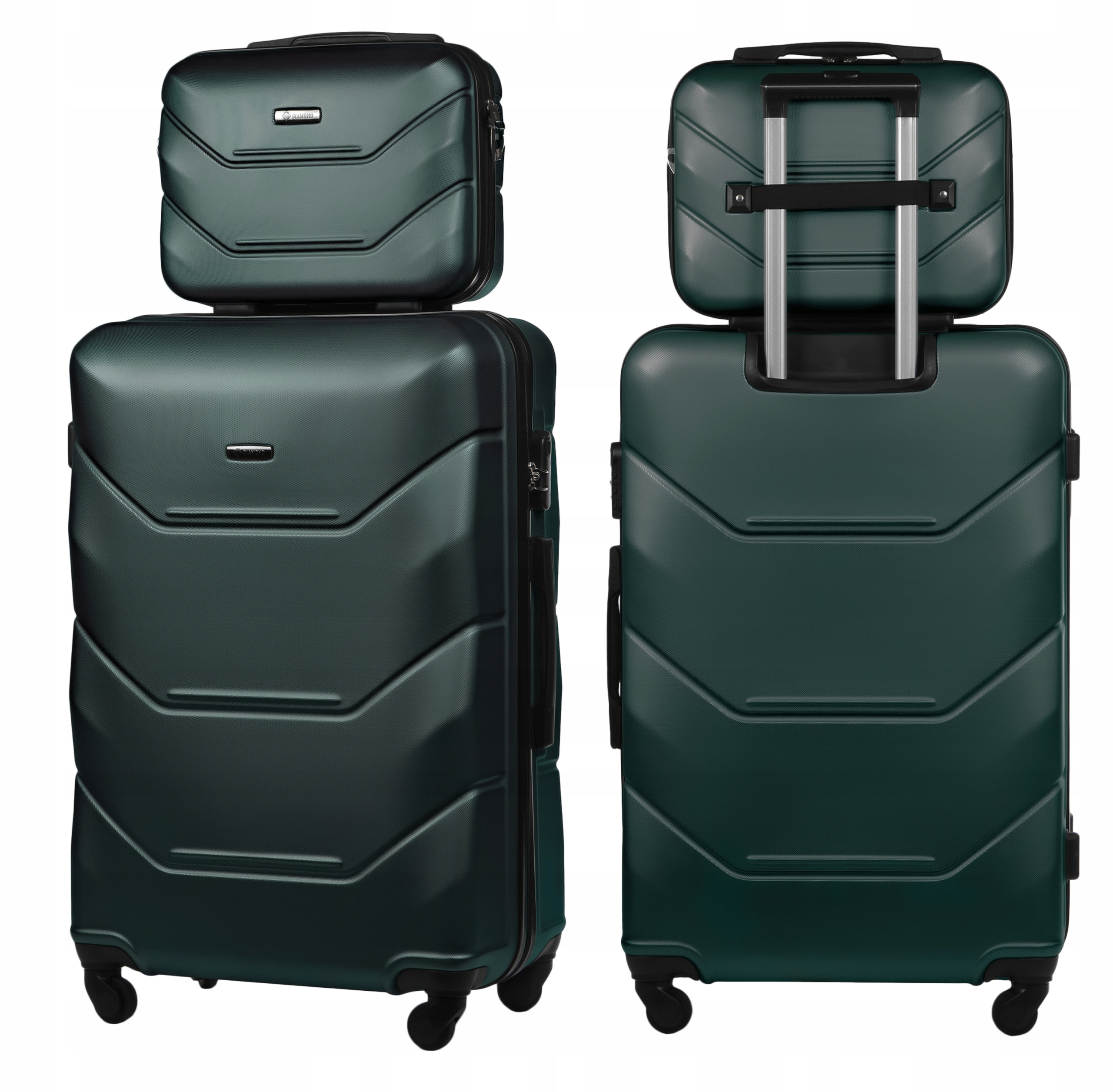 Set 2v1 Cestovní Kufr Velký XL Kufřík Bc Zelená Kolečka A227 Abs