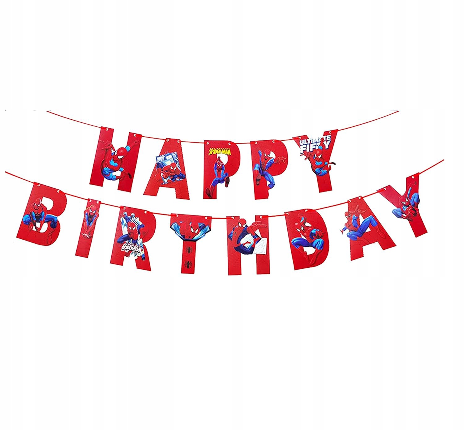 GIRLAND Spider Man NA IMPREZĘ URODZINOWĄ OZDOBA DEKORACJA Heppy Birthday