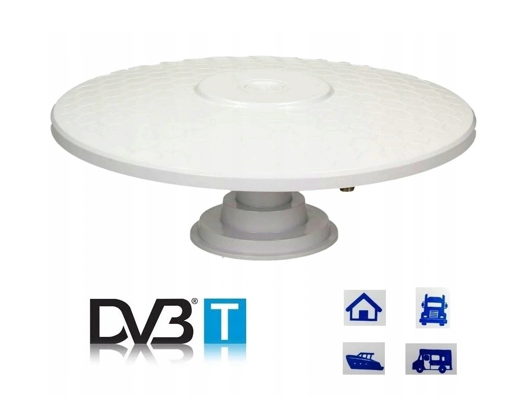 MOCNA ANTENA DOOKÓLNA TV DVB-T DVB-T2 360 MEGACAMP KAMPERA PRZYCZEPY A8S Marka Wiedyska