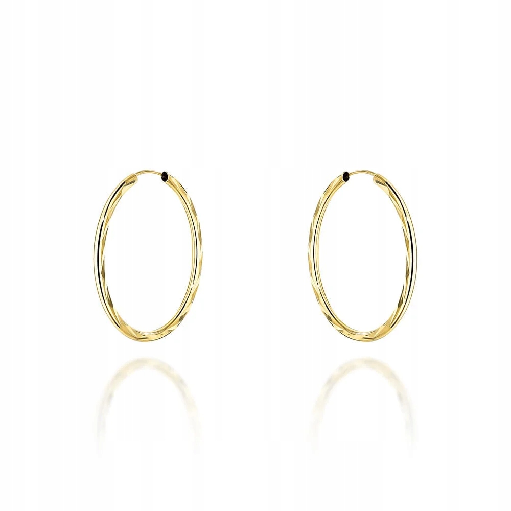 Klasické zlaté kruhové náušnice 585 14k diamantové, lehké, 1.18g, kreolské