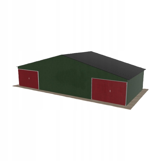 Plechová garáž 12x5.5 m dvoupolohová, dvoupolohová, zelená