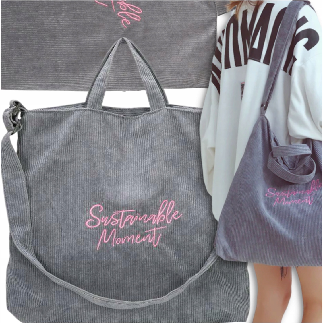 TORBA NA RAMIĘ NA ZAKUPY SHOPPER ZAKUPOWA SZTRUKS LEKKA DUŻA NA MIASTO EKO