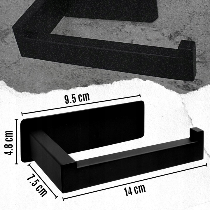 UCHWYT WIESZAK NA PAPIER TOALETOWY CZARNY MAT SAMOPRZYLEPNY BEZ WIERCENIA EAN (GTIN) 5906284251075