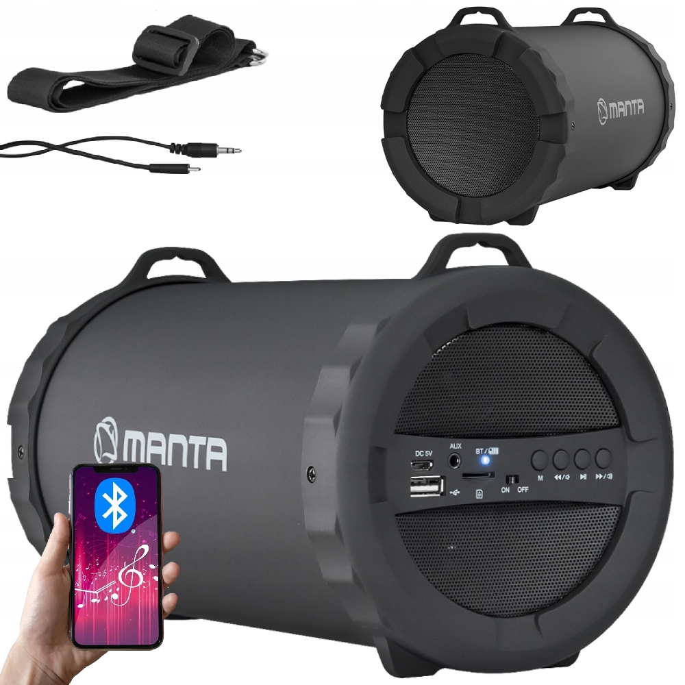 GŁOŚNIK BLUETOOTH PRZENOŚNY BEZPRZEWODOWY BOOMBOX MANTA SPK204FM TUBA FM