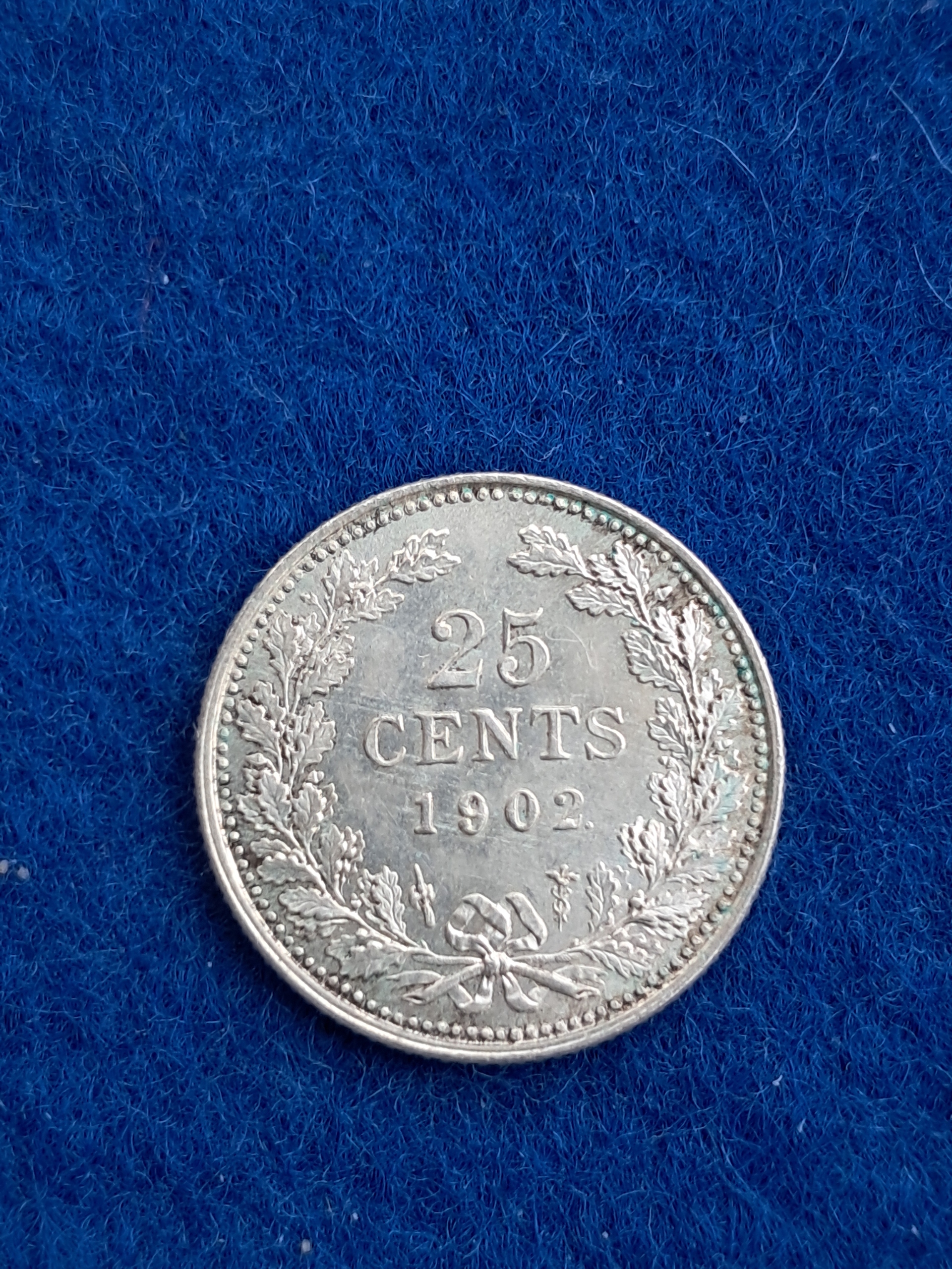 Holandia, 25 centów 1902, SREBRO, Rzadkie! (MR25)
