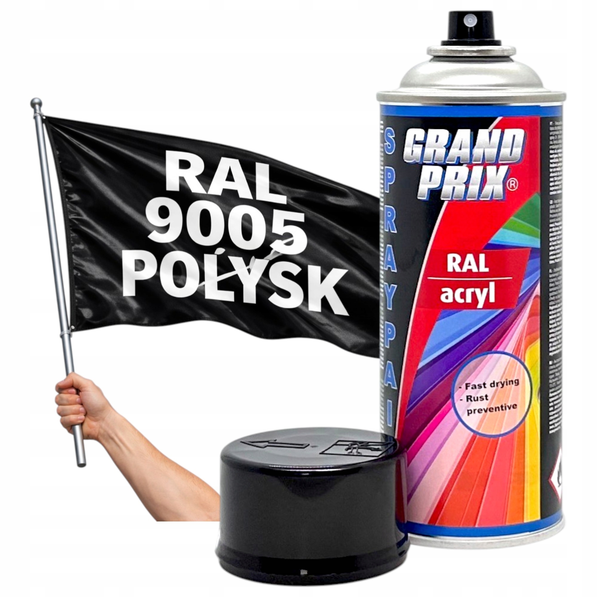 Motip Lakier Akrylowy Spray Ral 9005 Czarny Wysoki Połysk 400ML