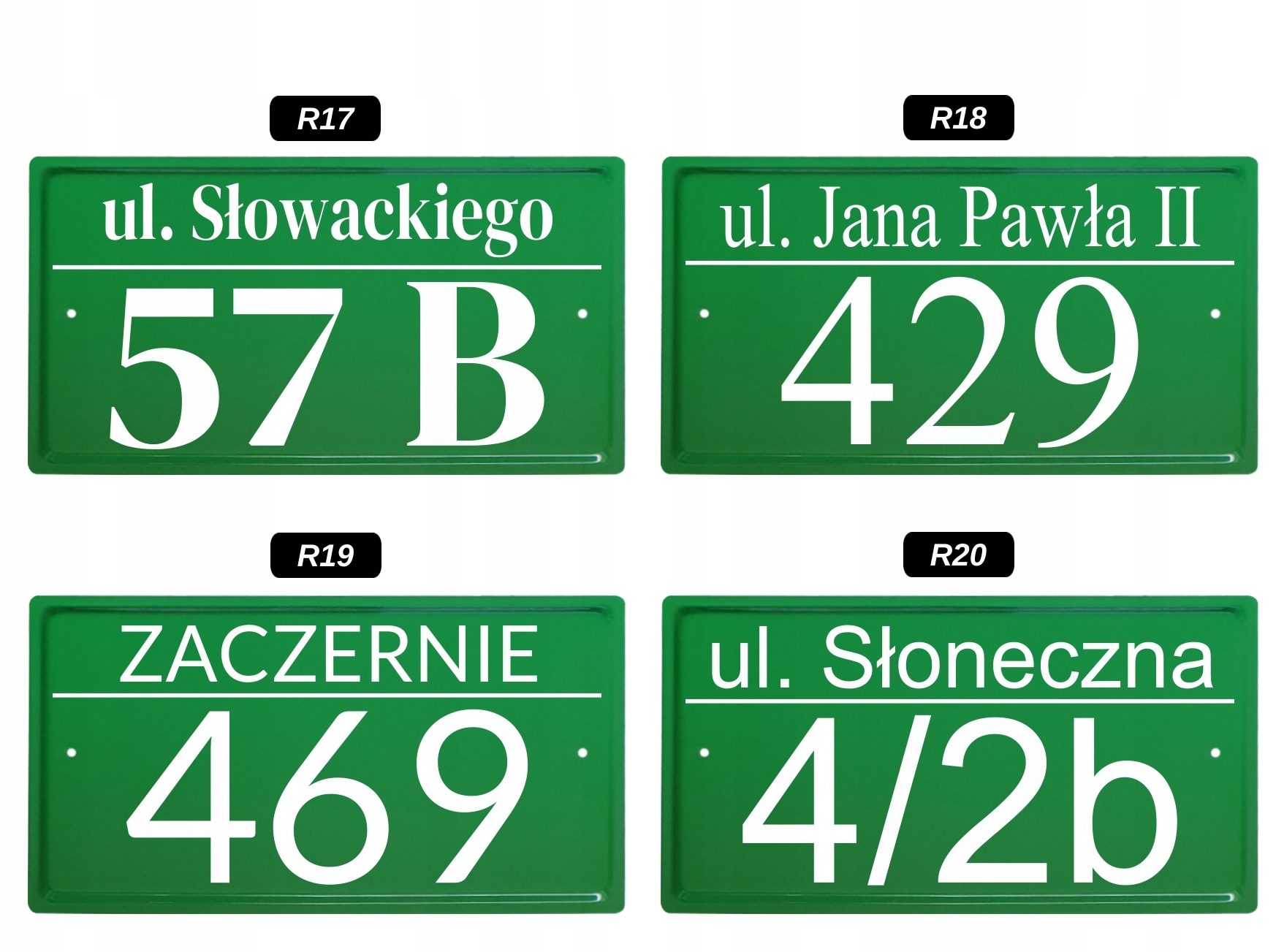 Tabliczka ADRESOWA - METALOWA - Zielona - UV Materiał inny materiał