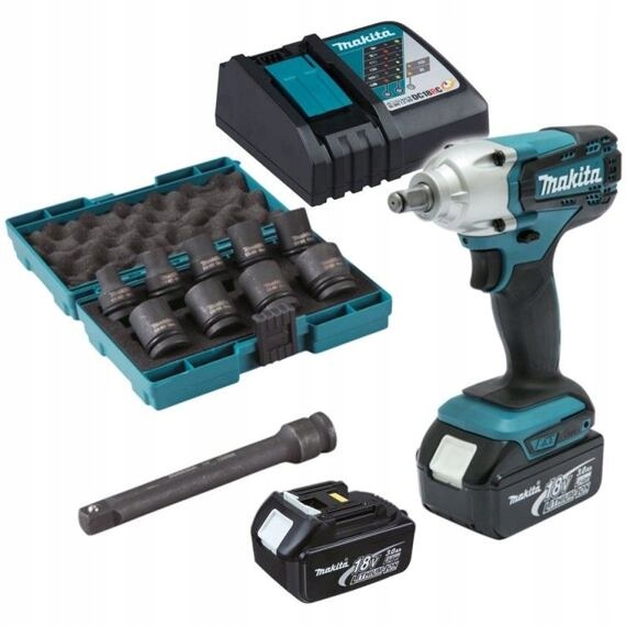 Makita DTW190JX3 aku rázový utahovák 1/2", 18V/2*3Ah, 190Nm, sada hlavic B-