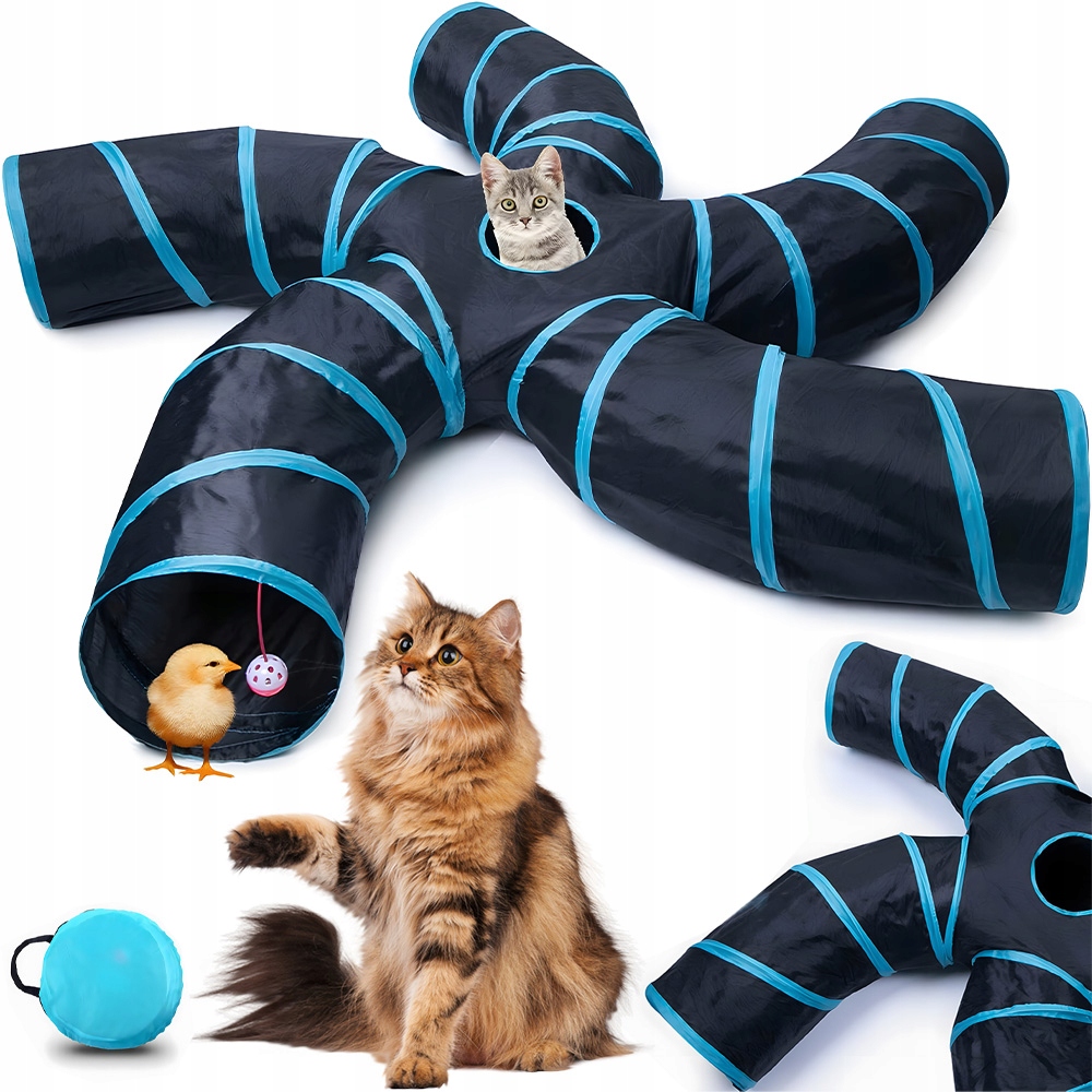 5-CESTNÝ Tunel Pro Kočky Ve Tvaru Písmene S, Skládací, Odolný Proti Roztržení