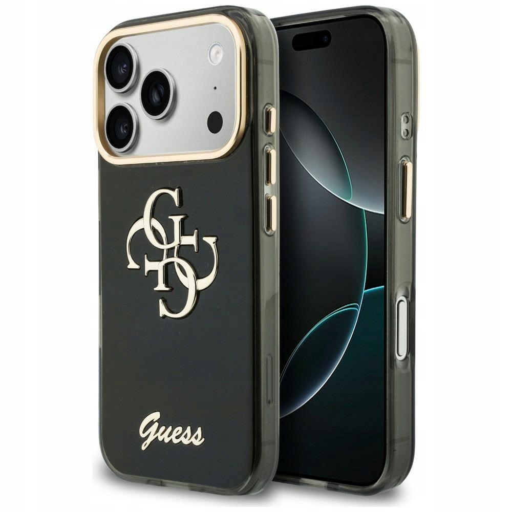 Pouzdro Guess IML 4G Script Metal pro iPhone 18 Pro 17 Pro, černé