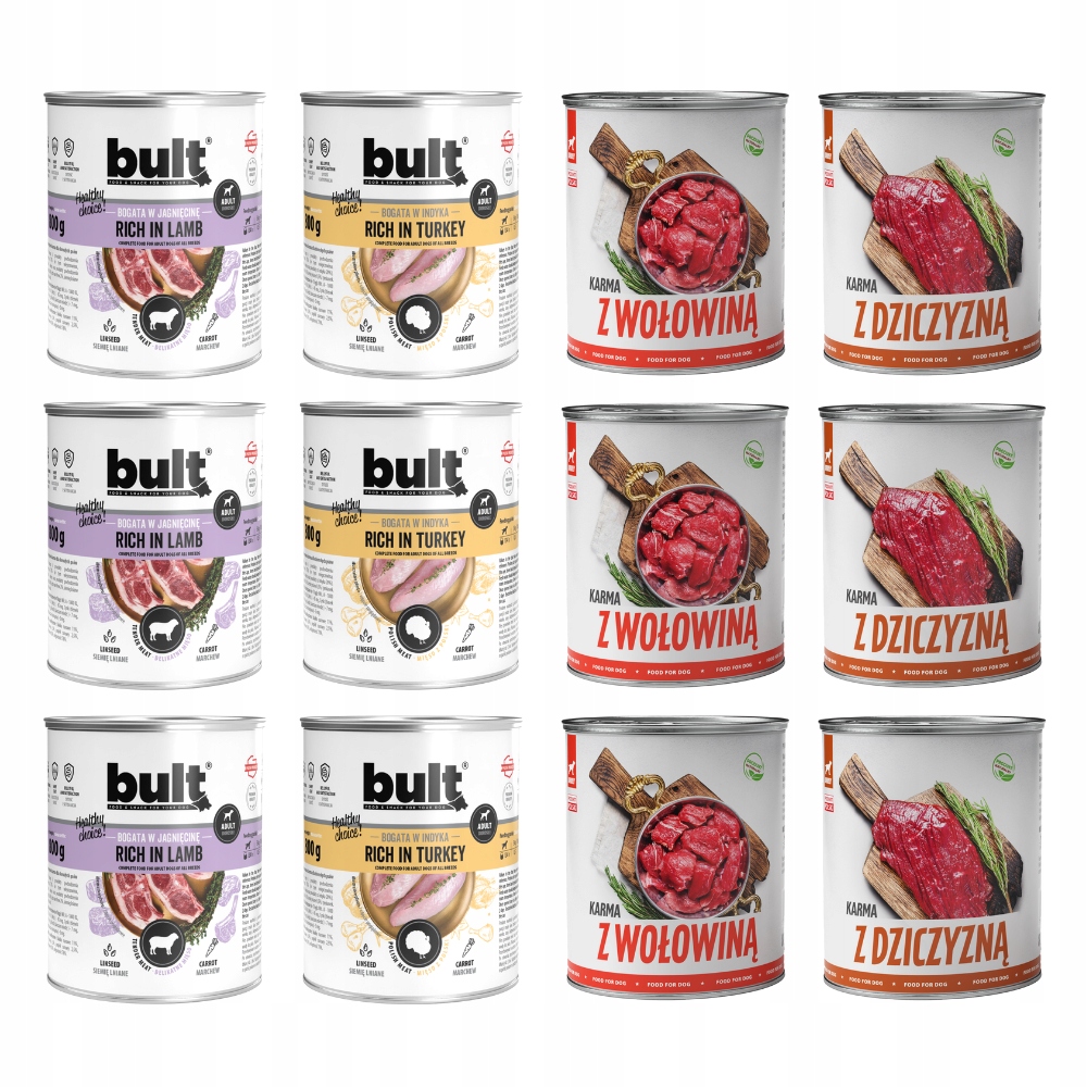 Levně Krmivo Pro Psa Vlhké Krmivo MIX Chutí Jehněčí Hovězí Maso Krůta 12x800g