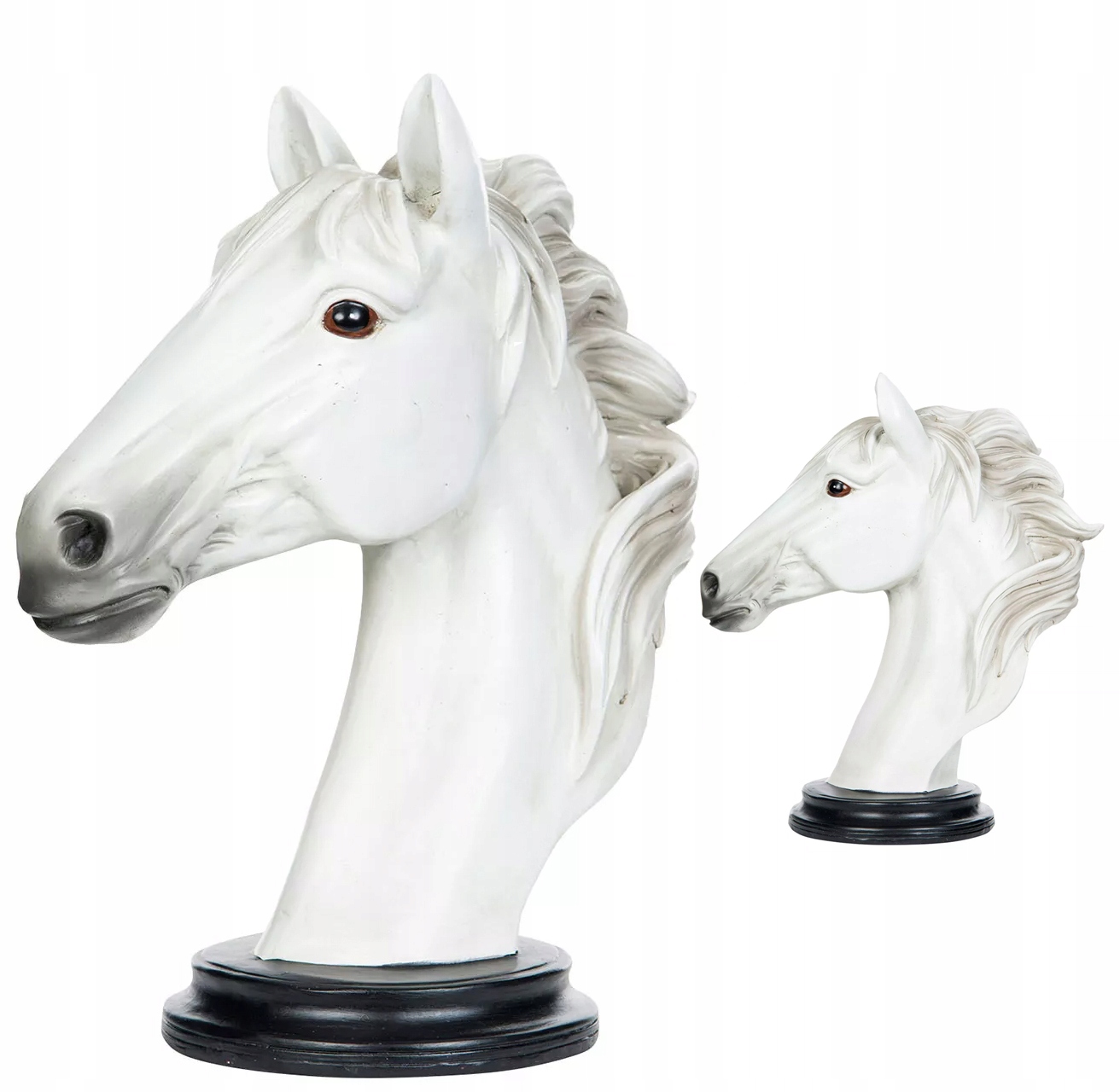 Figurka Kůň Hlava Koně Bílá busta socha dekorace do obývacího pokoje 28 cm