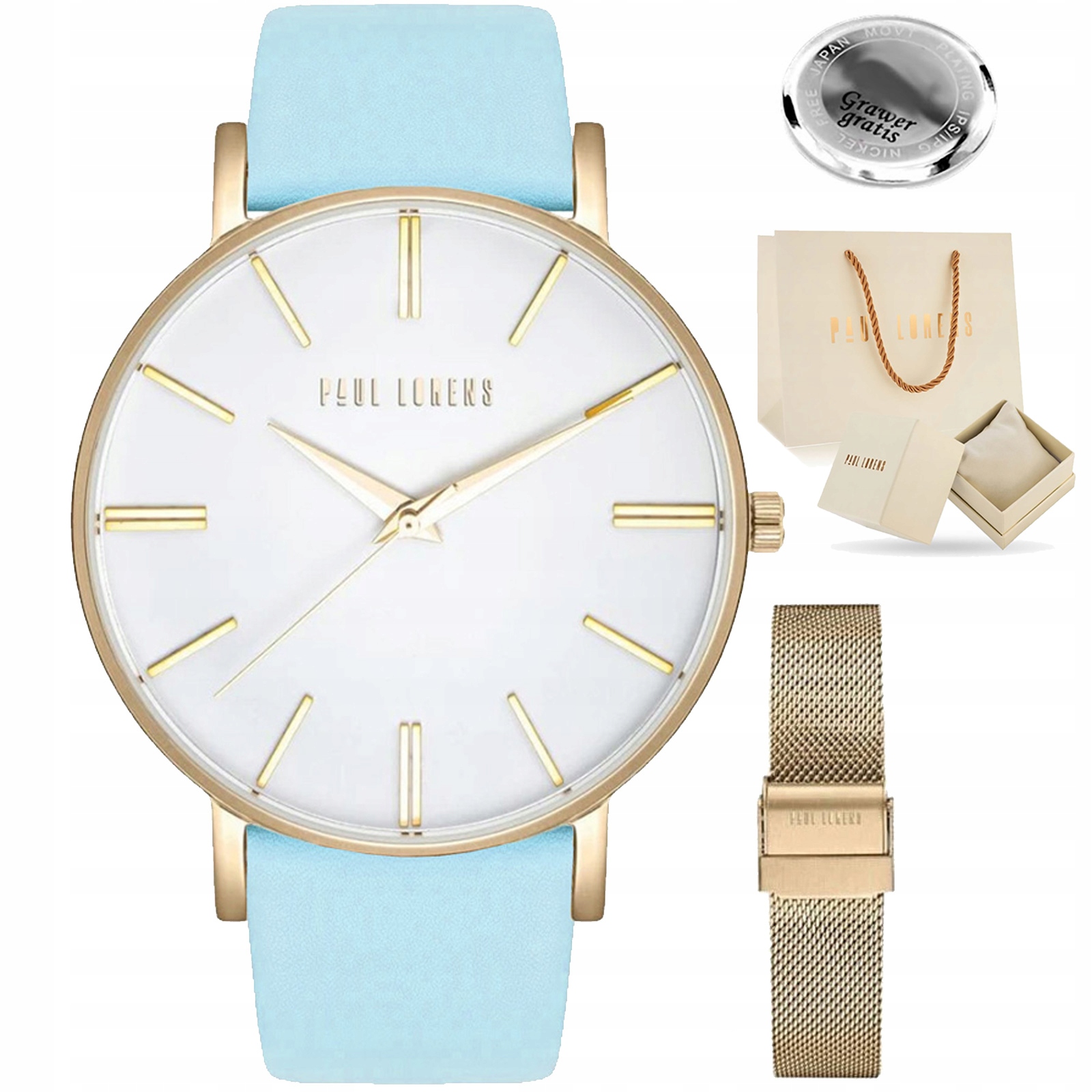 Dámské hodinky Paul Lorens Julie bt kožený řemínek nebeský síťovina mesh