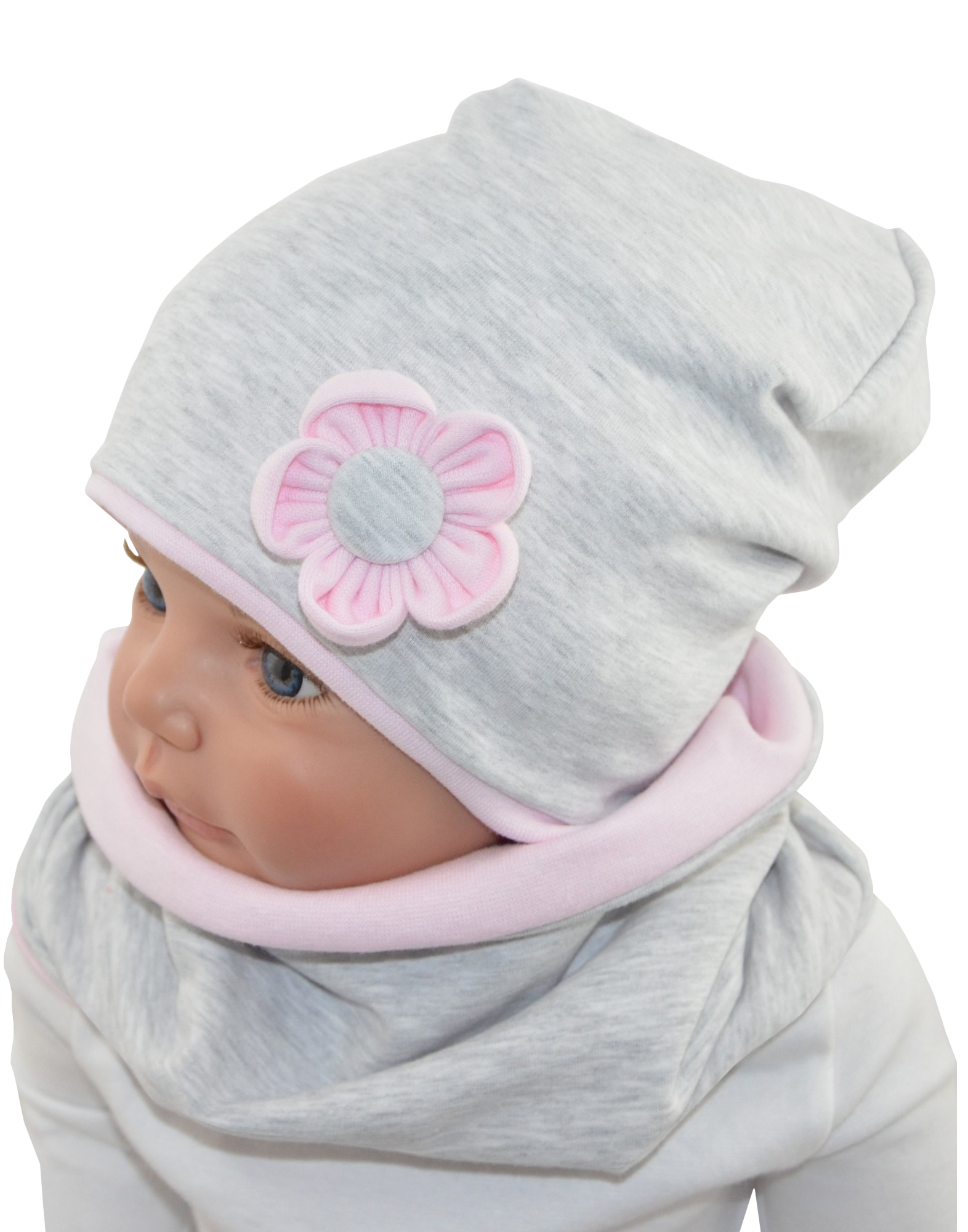 

komplet czapka komin 48-52cm szara gładka