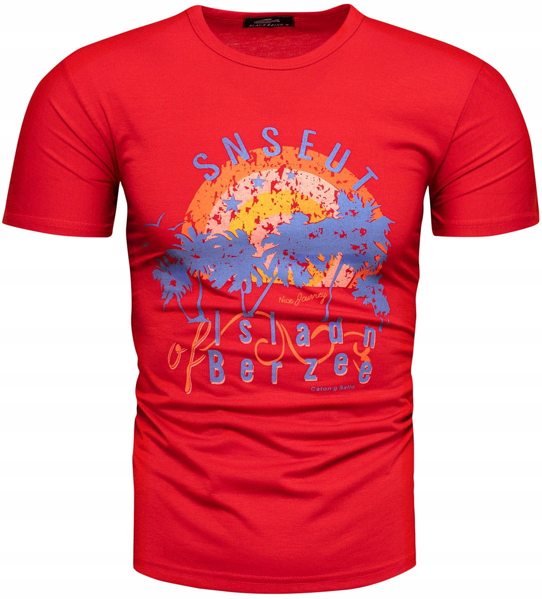 

Koszulka męska t-shirt z printem czerwony - XL