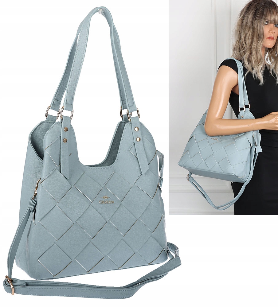 Torebka Damska shopper worek włoska marka Charro pojemna CH3357 niebieska