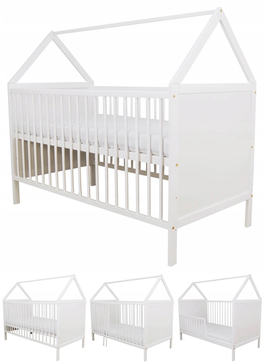 

Łóżeczko 2w1 Jaś 3 domek materac 140x70 cm drewno