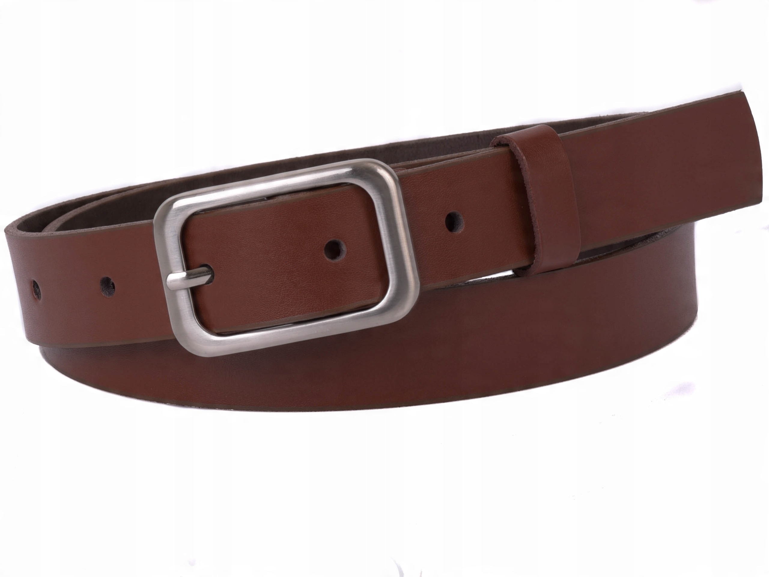 

Damski Skórzany pasek 3cm Brązowy |75obw