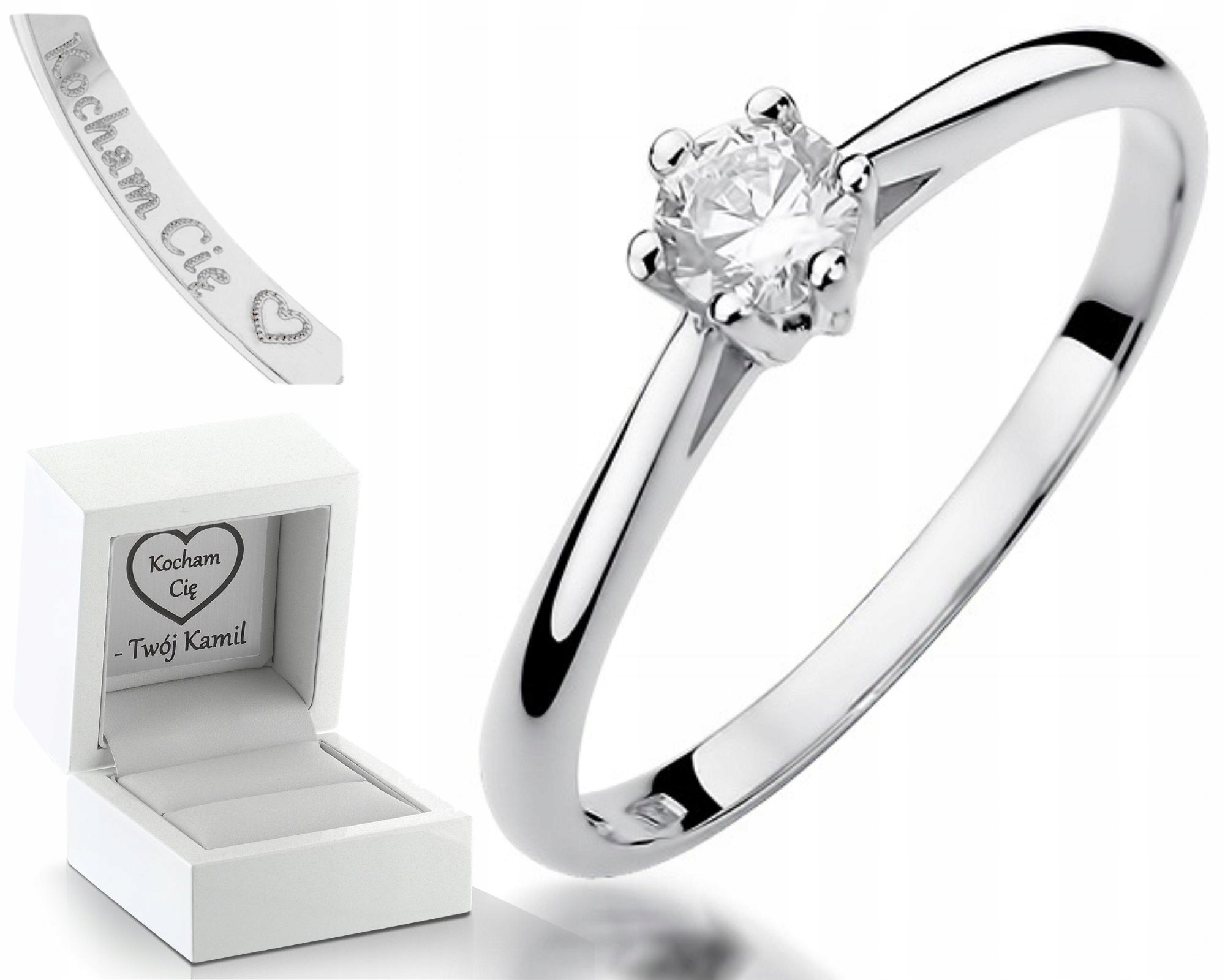 Klasický Prstýnek Diamant 0,15 Ct Bílé Zlato Jako Dárek