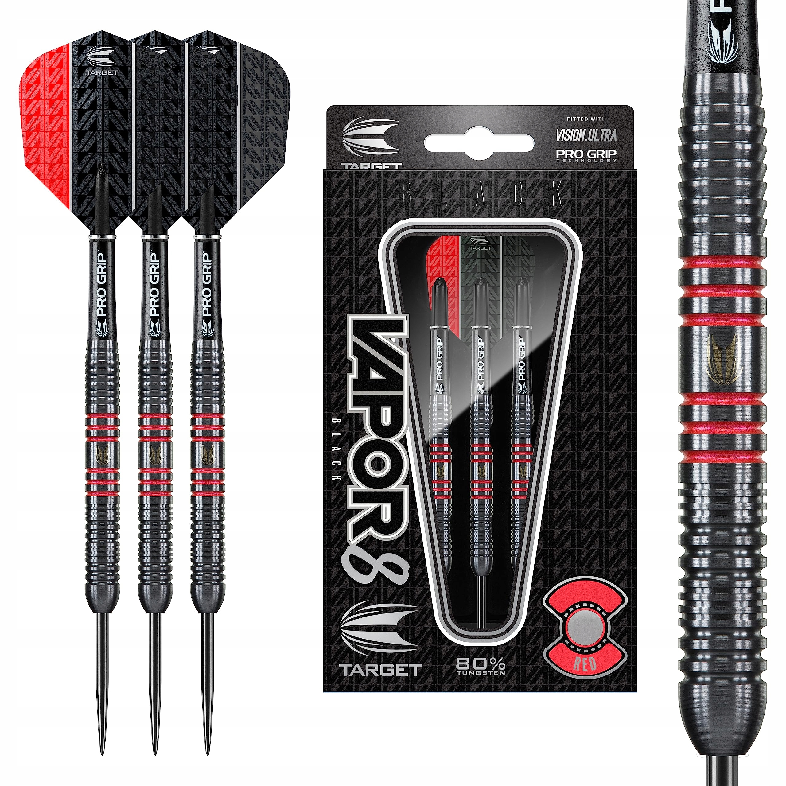 Target Darts Vapor 8 czarne rzutki wolframowe 23 gr.