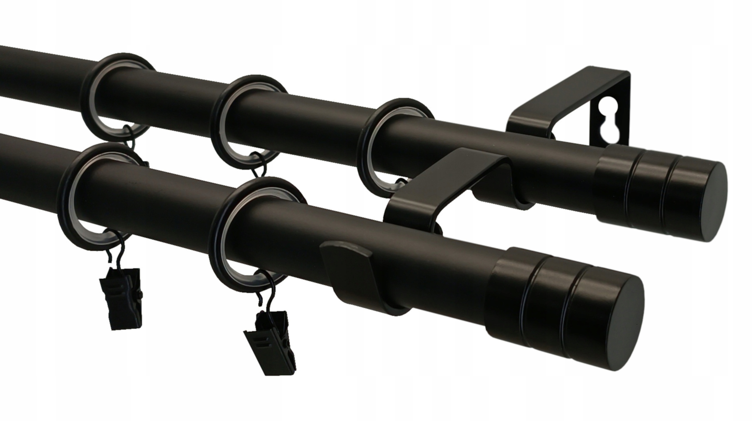 Dvojitá Garnýž Kovový Černý Výběr Koncovek Loft 19 mm 300 cm