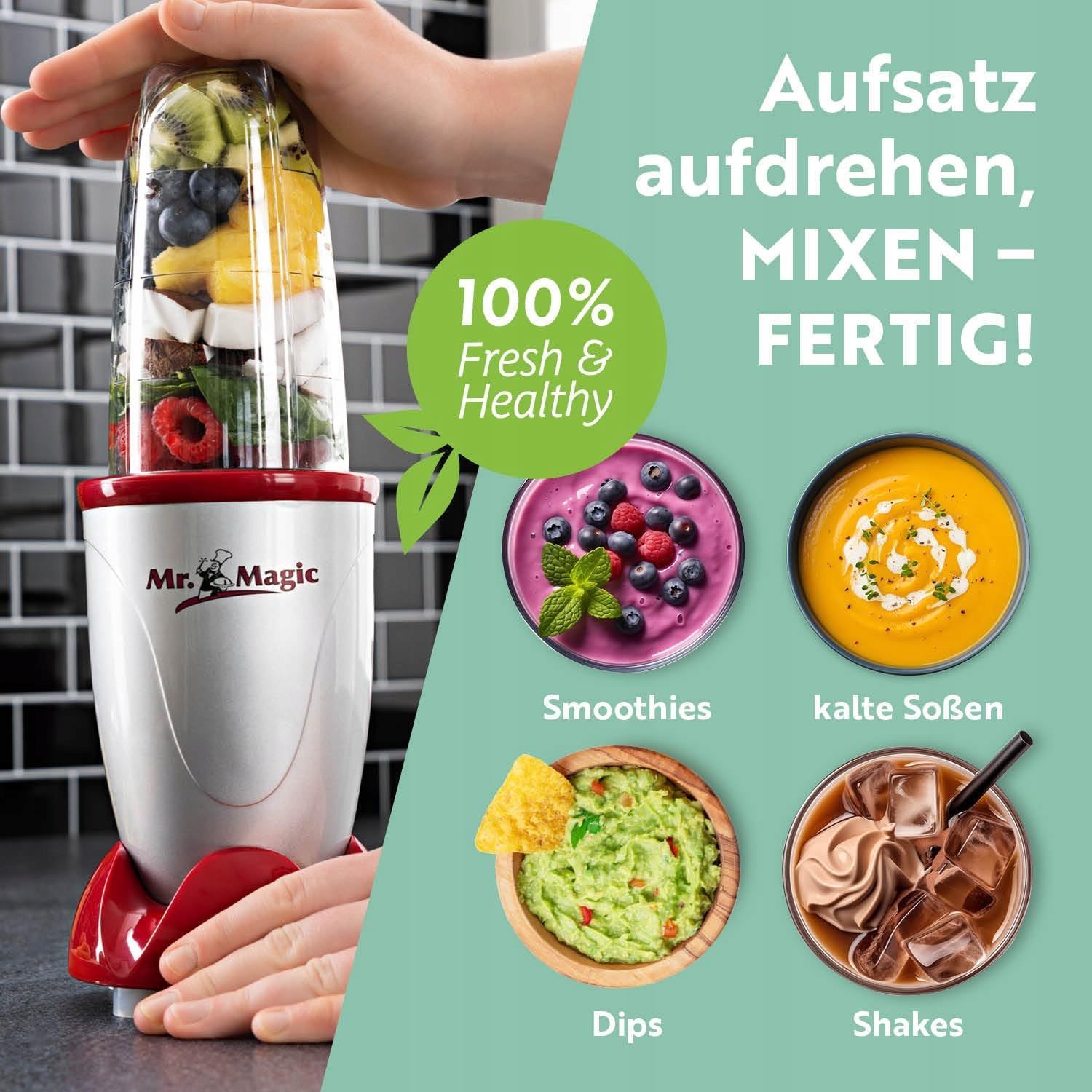 GOURMETMAXX Mr Magic Blender Zestaw XXL Mikser Do Smoothie i Koktajli — miniatura 6