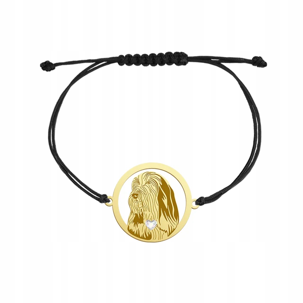 Zlatý náramek s psem Bearded Collie 925 Dárek Žena Gravírování Bonus