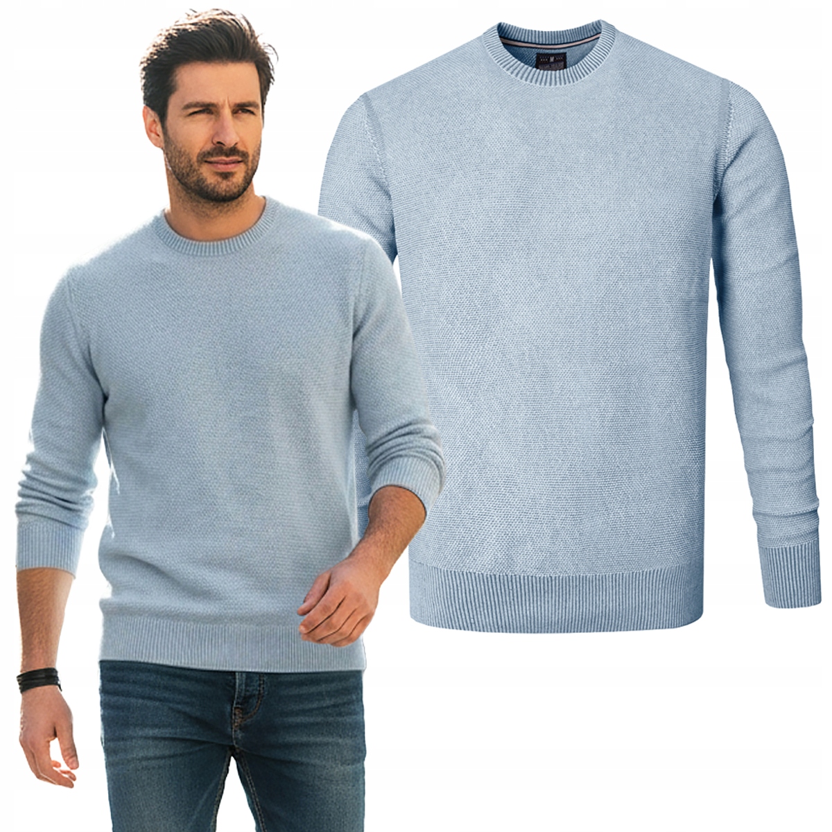 Elegantní pánský Svetr Modrý Klasický bavlněný Ignacio XL Pako Jeans