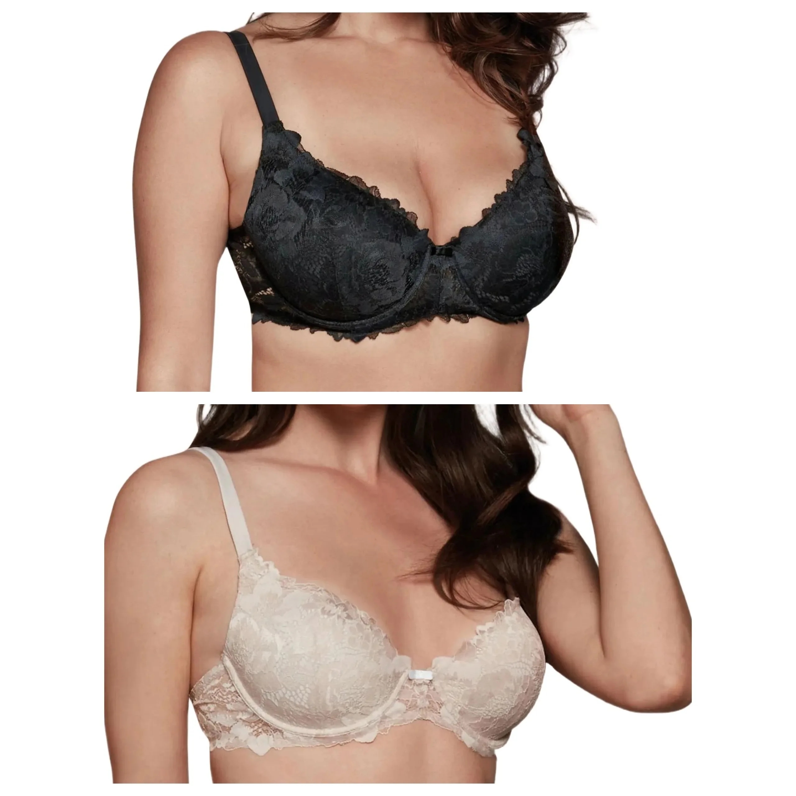 2x Podprsenka balkonetka s krajkou Lormar Comfy 401L talco černá 90B
