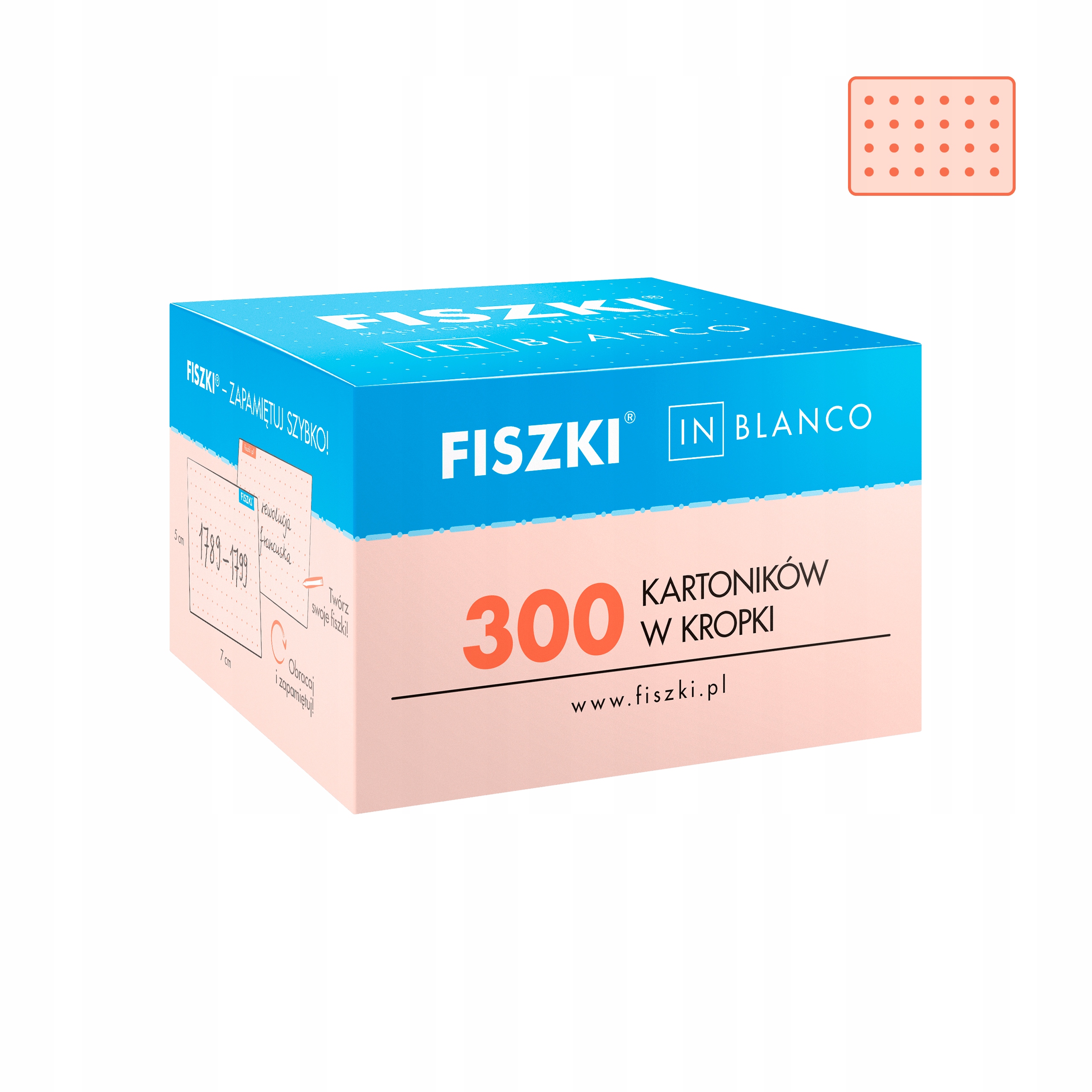

Fiszki In Blanco 300 grejpfrutowe w kropki